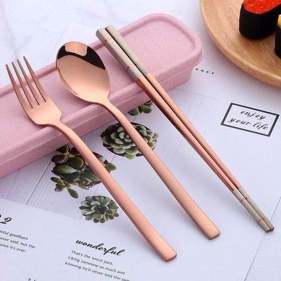 Trousse De Couverts De Voyage Réutilisable - Compacte, Anti-poussière, Pour Pique-nique, Bureau, Camping