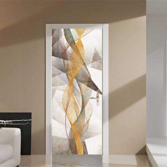 DEENLI Sticker Porte Trompe L'oeil 95X215Cm,3D PVC Auto-Adhésif Étanche