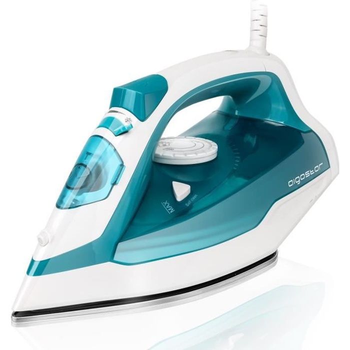 Aigostar Steel Blue - Fer à repasser vapeur, semelle acier inoxydable. 2200W, 370 ml. Auto-nettoyage. Design exclusif.