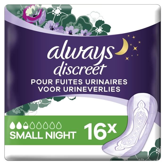 ALWAYS Discreet Serviettes Pour Fuites Urinaires Small Night x16