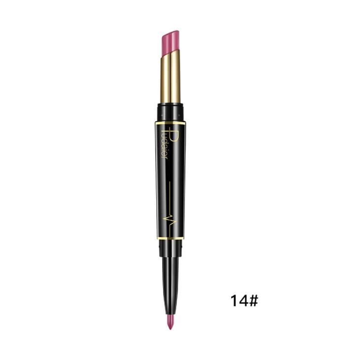 Crayon de bâton de crayon à lèvres imperméable à double extrémité durable Lipliner 16 couleurs11