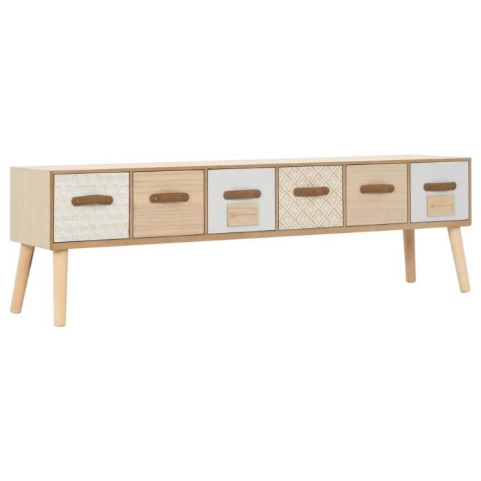 Meuble TV avec 6 tiroirs 130 x 30 x 40 cm Bois de pin massif-MEN