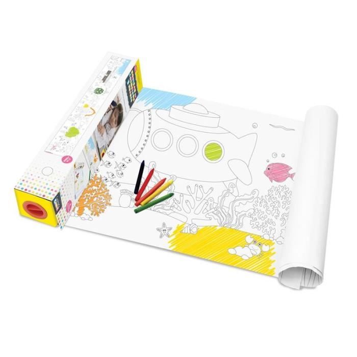 Rouleau à coloriage avec dévidoir 3 mètres activités manuelles Blanc