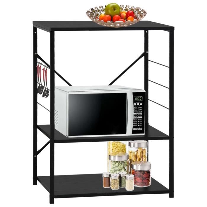 Armoire à four à micro-ondes Noir 60x39,6x79,5 cm Aggloméré