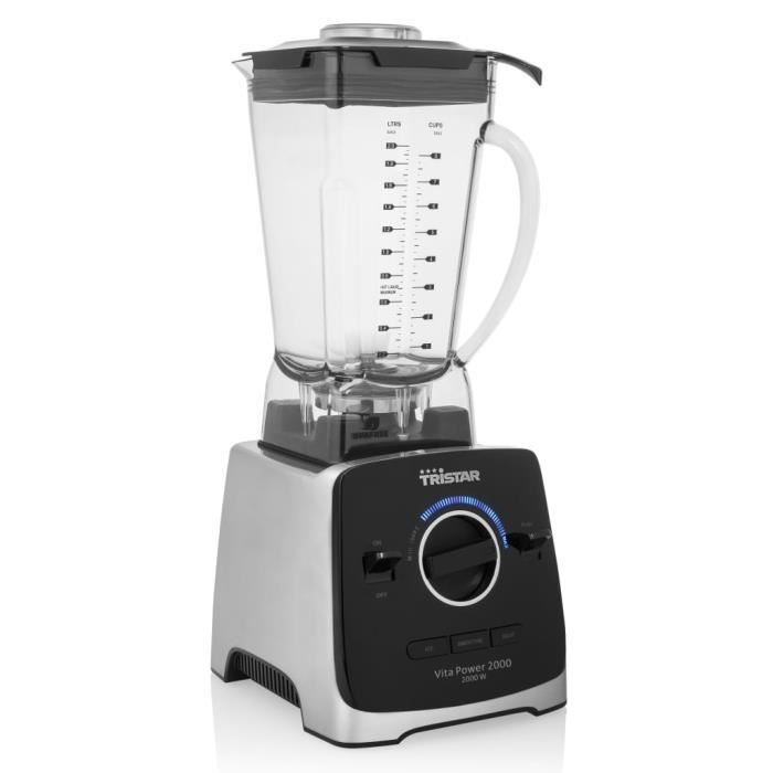 Tristar Robot de cuisine patissier multifonction - Mélangeur BL-4473 Vita Power 2000 W Noir et argenté☻5653