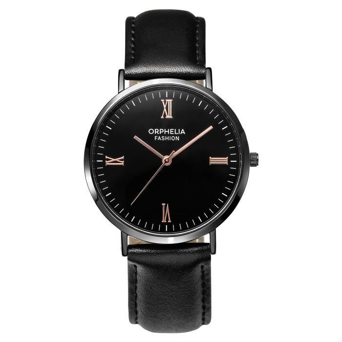 Orphelia Fashion - Montre Hommes - Quartz - Analogique - Bracelet en Cuir - Noir - OF761802