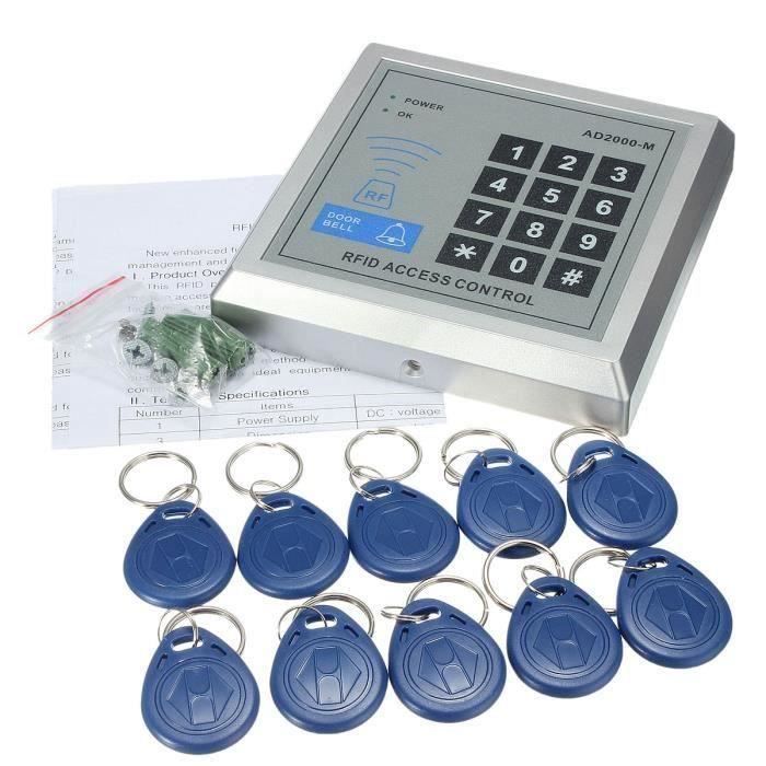 10 Clé DC 12V Digicode RFID Proximité Porte Accès Contrôle Système à 500 Usager My12101 Ma64254