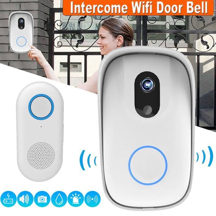 Sonnette Sans Fil Caméra Exterieur Etanche Vidéo Wi-Fi Interphone Sécurité du Moniteur Intercom 10