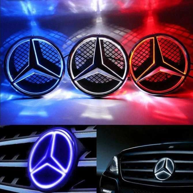 CNEST (Couleur blanche) Emblème lumineux lumineux illuminé Logo Grille LED Badge avant pour Mercedes Benz