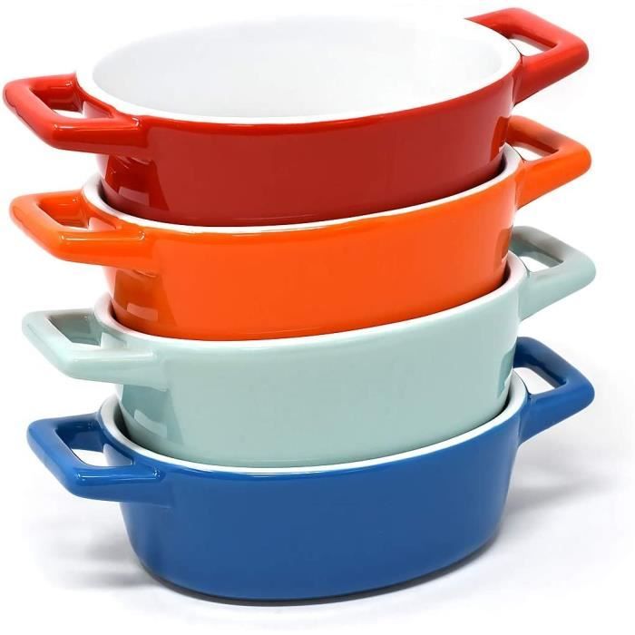 Lot plat four ovales (x 4) en céramique - Idéal comme plat lasagneplat à gratin individuel ou cassolette individuelle four - 231