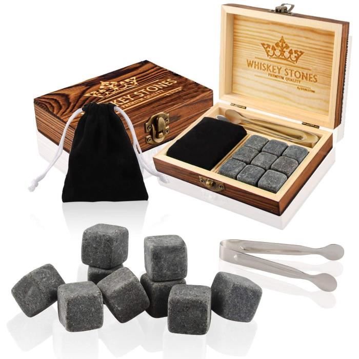 Whisky Pierres,Whisky Glaçon,Granit Whisky Glaçons,Réutilisables Glaçon,Coffret Cadeau Whisky Stones,Boissons Sans Dilution,9 G 3