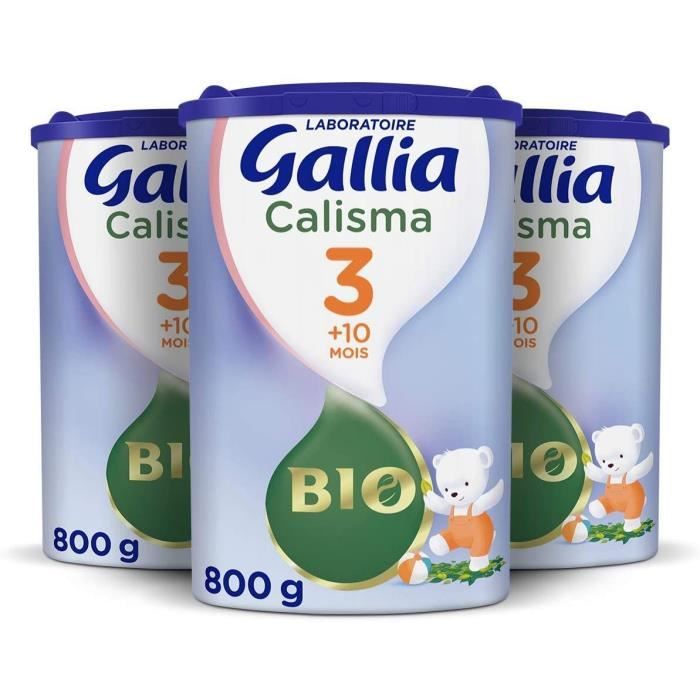 Laboratoire Gallia Calisma 3 Bio, Lait en poudre pour bébé Bio, De 10 à 36 Mois, 800g (Packx3)