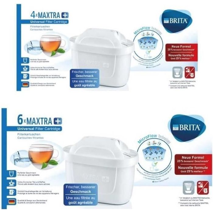 Brita plus de 9 filtres à eau Pack de 10 cartouches MAXTRA+ pour carafes filtrantes