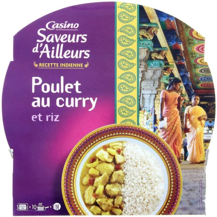CASINO Saveurs d'ailleurs Recette indienne - Poulet au curry et riz basmati - 300 g