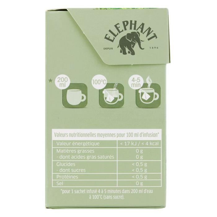 Infusion bio menthe/thym 26 g x 20 Elephant
