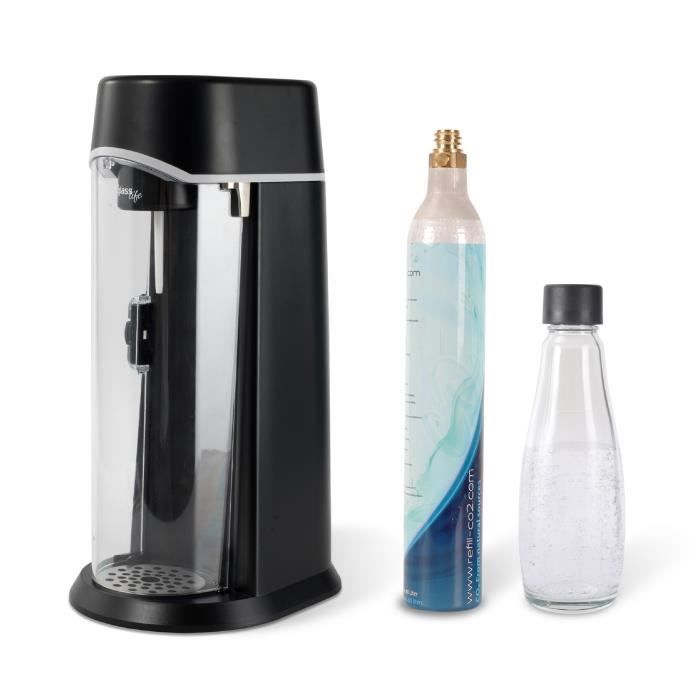 Zoomyo Machine à eau gazeuse avec bouteille en verre en design carafe élégant(noir)