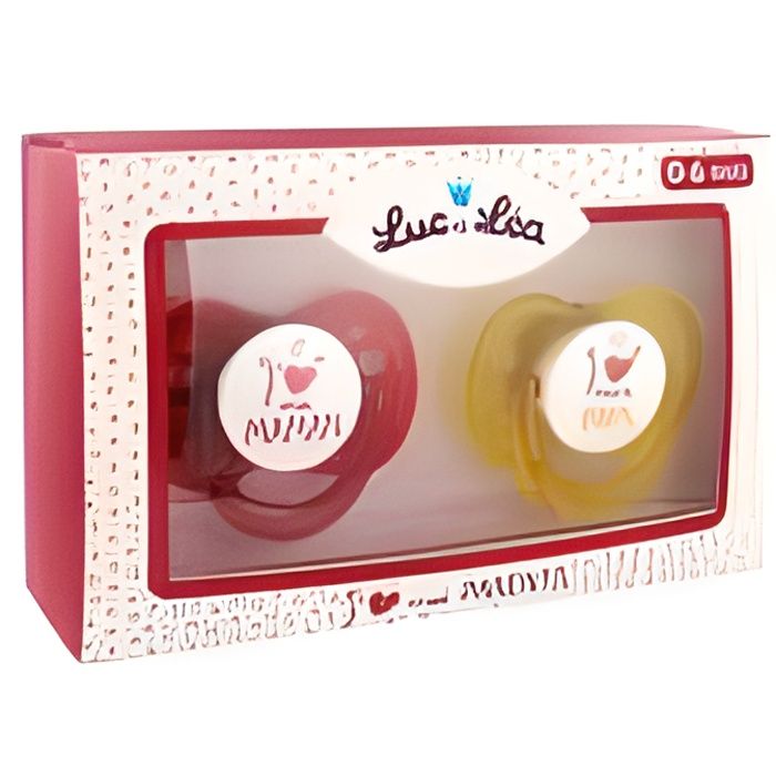 Luc et Léa Coffret J'Aime Mes Parents 2 Sucettes Silicone 0-6 Mois