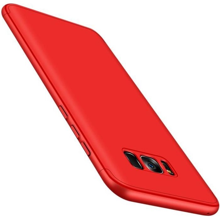 Étui Coque Samsung Galaxy S8, 3 en 1 Hybrid Dur PC Bumper Cover Anti-rayures et Anti-choc Housse de Protection - rouge