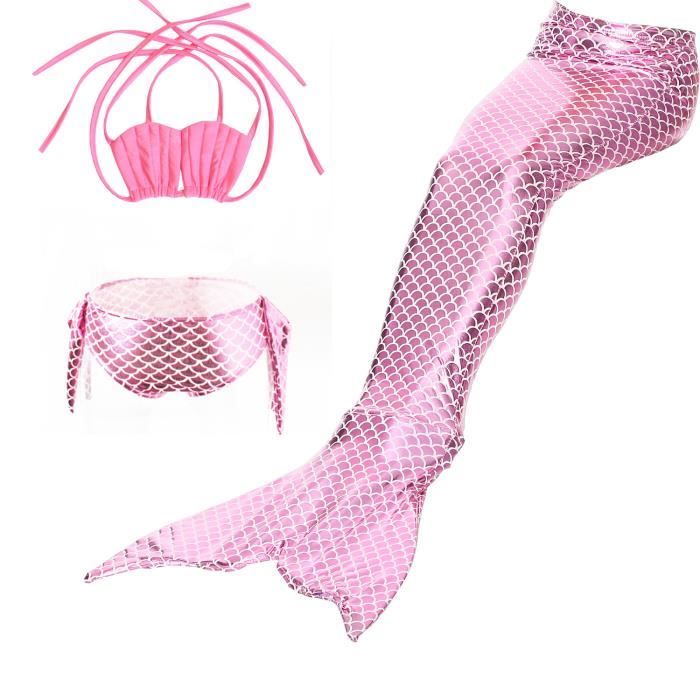 Maillot de bain Queue de Sirène 3 pièces Baignable Deguisement Sirène pour enfant