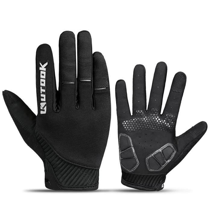 Gants vélo,Gants de Sport en plein air hommes Fitness gants Long doigt hiver coupe vent cyclisme vélo gants vtt route - Type Black