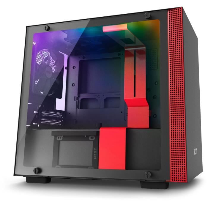 NZXT BOITIER PC H200i - Rétroéclairage RGB - Noir / Rouge - Verre trempé - Format Mini ITX (CA-H200W-BR)