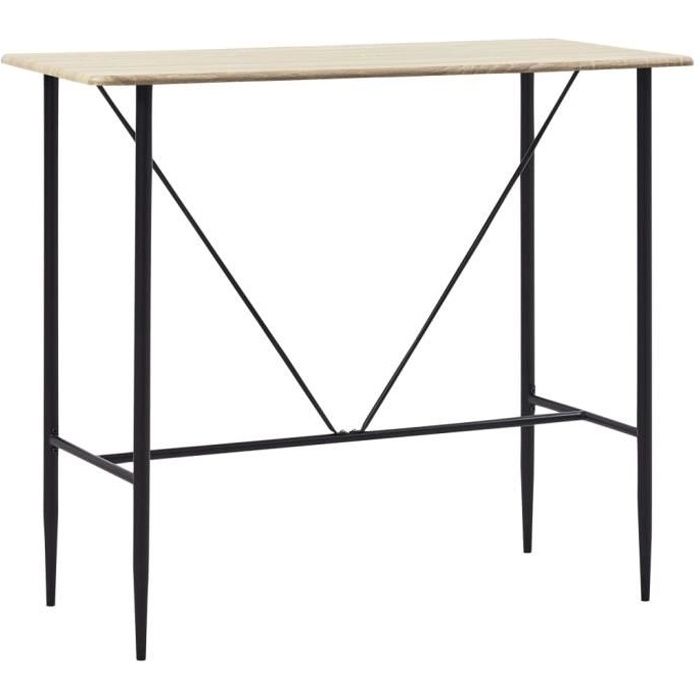 Table bar de 4 à 6 personnes - Table haute style contemporain Chêne 120 x 60 x 110 cm MDF