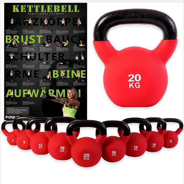 Kettlebell en fonte revêtue de néoprène + Affiche d´entraînement Poids: 2 kg