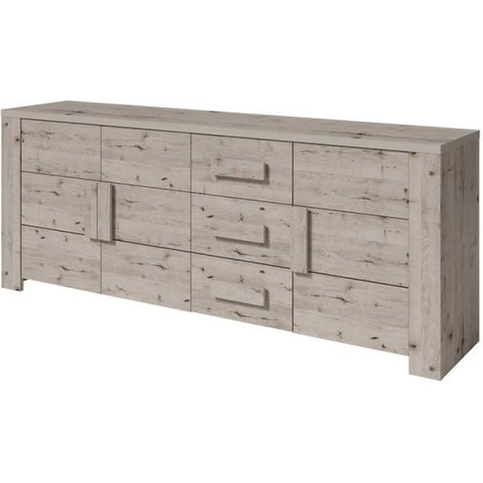 Buffet, bahut, enfilade grand modèle AMEK 3 portes et 3 tiroirs. Meuble design et tendance. 47 Marron