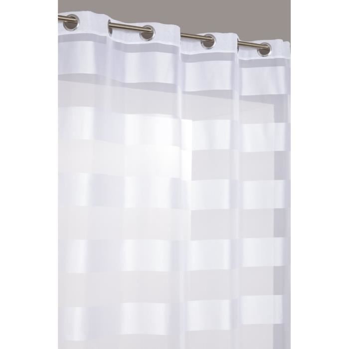 Rideau Voilage 140 x 240 cm a Rayures Satinees Blanc