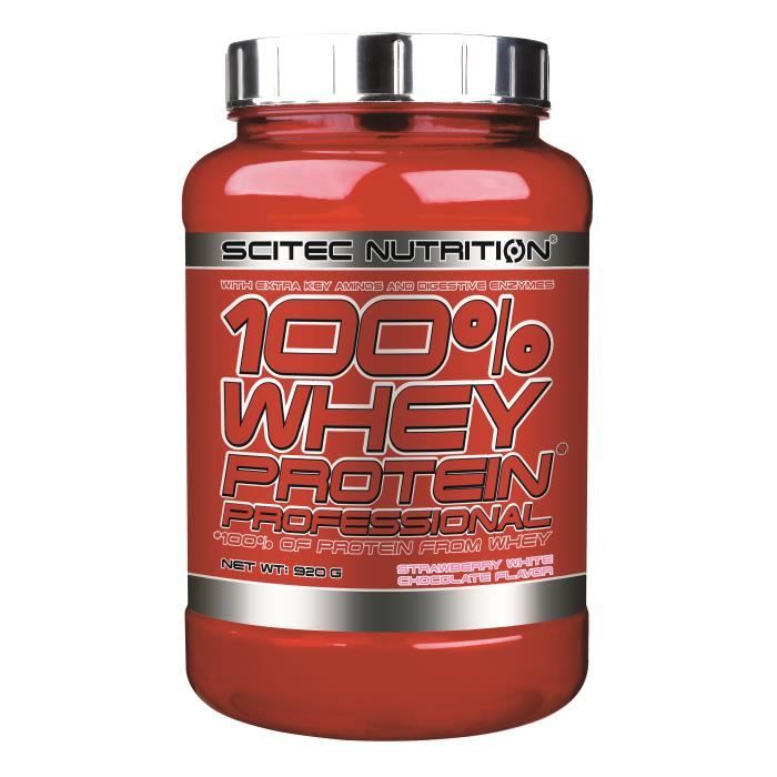 100% Whey Proteine Professional Fraise Choco Blanc 920g Scitec