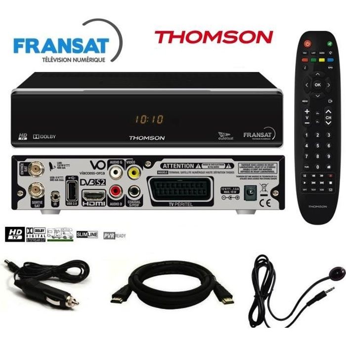 Pack récepteur Thomson THS805 HD + Carte Fransat + Câble 12V + Déport IR + Câble HDMi Offert - decodeur demodulateur satellite