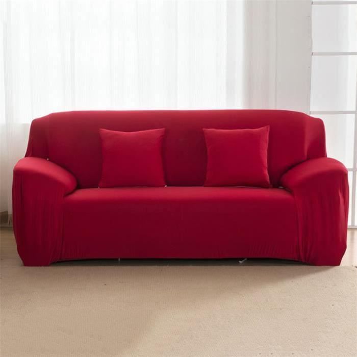 Housse de Canapé 3 places Élastique Protecteur de Canapé pour Décor la Maison Salon Jujube rouge