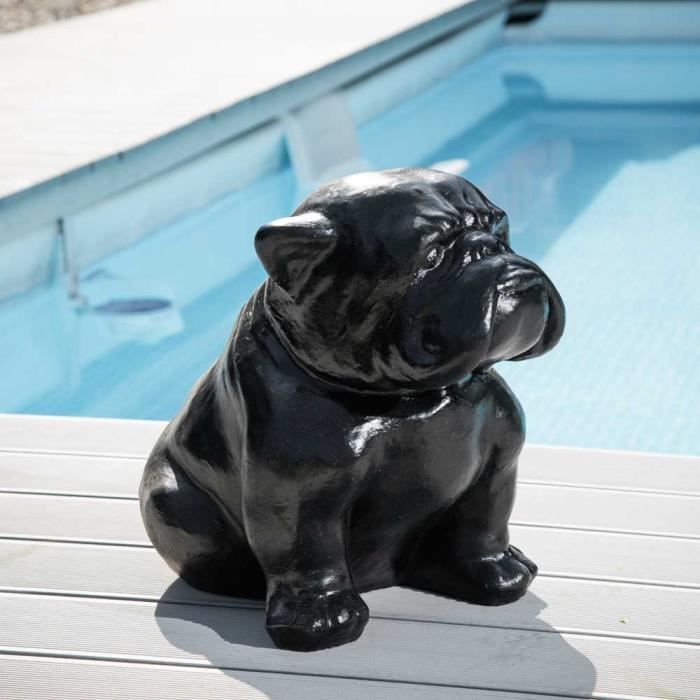 Sculpture contemporaine Bulldog 40cm Noir