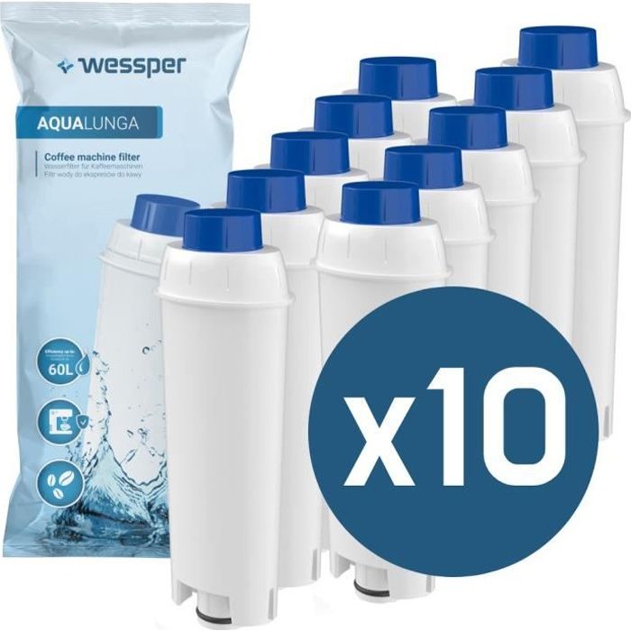 10X Wessper Filtre à eau, pièces de rechange pour cafetiere DeLonghi ECAM Magnifica S 23.240.B