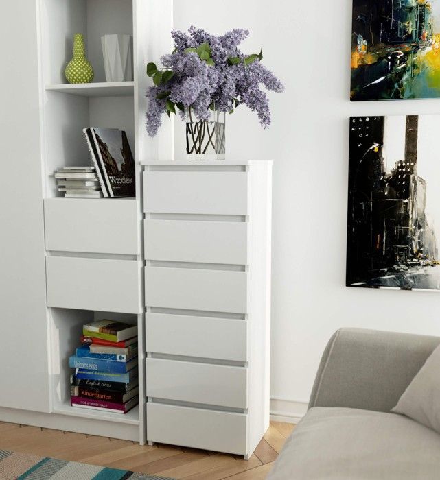 2 Commodes IKEA 4 Tiroirs – Blanc Brillant – Très Bon état – Dimensions 70x80x100 Cm