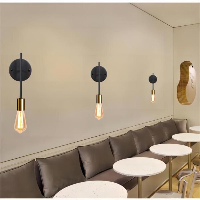 WOTTES 3 Pack Applique Murale Edison Rétro Lampe Murale Vintage Industrielle en Métal Noir et Cuivre Intérieur pour Couloir Bar