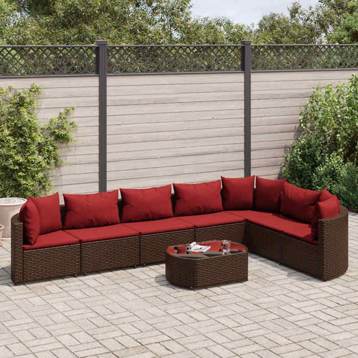vidaXL Ensemble de jardin 8 pcs avec coussins Résine Tressée - vue 5