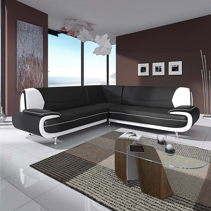 MUZA - Canapé dangle design en simili cuir noir et blanc MUZA - Canapé dangle design en simili cuir noir et blanc