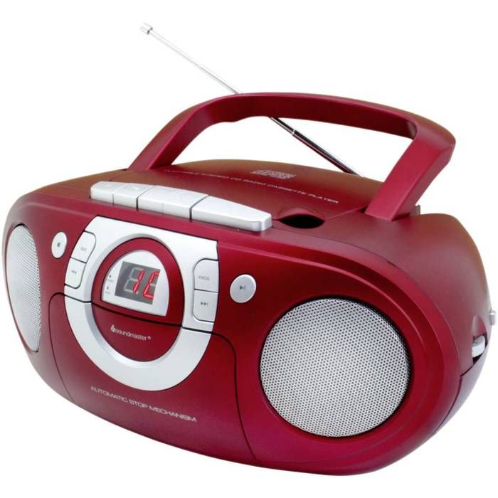 soundmaster SCD5100RO Radio-lecteur CD FM CD AUX Cassette FM rouge foncé