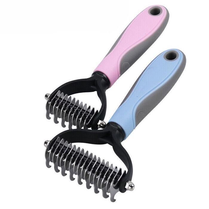 Comparer les prix de Lot de 2 peignes de toilettage pour petits chiens et chats brosse pour sous-poils démêlage démêlage tondeuse - Bleu/rose