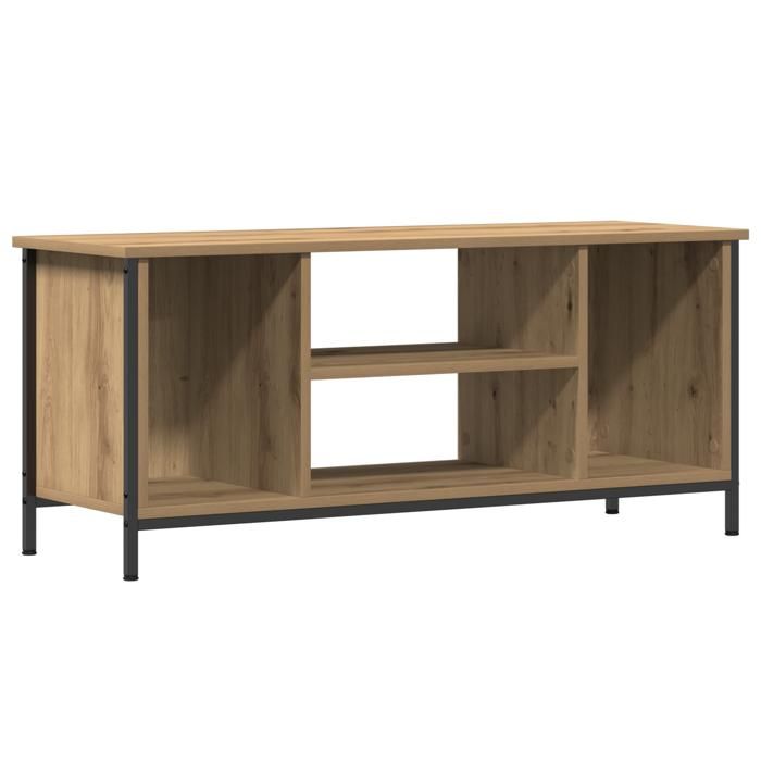687179& Table de Télévision/multimédia - Meuble TV - Chêne artisanal Bois reconstitué Métal 102 x 35 x 45 cm
