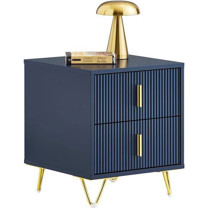 SoBuy Table de Chevet Moderne avec 2 Tiroirs Meuble d’Appoint Bleu 40x40x47 cm pour Chambre Salon Bureau MDF et Pieds Dorés SoBuy Table de Chevet Moderne avec 2 Tiroirs Meuble d’Appoint Bleu 40x40x47 cm pour Chambre Salon Bureau MDF et Pieds Dorés