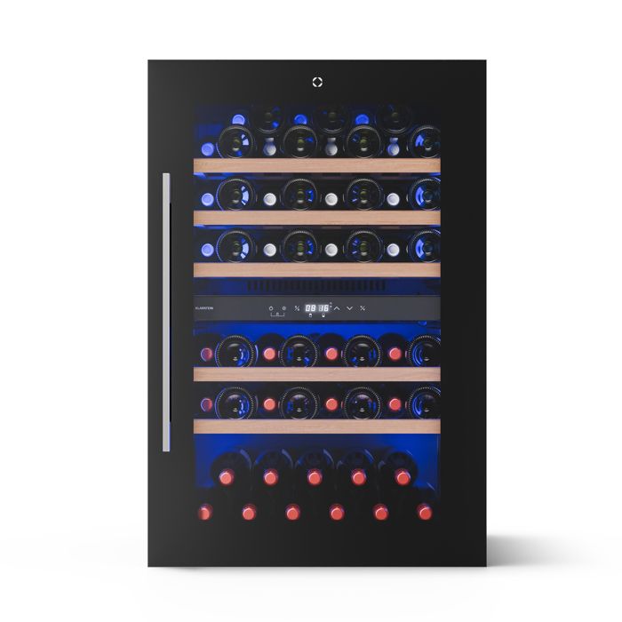Klarstein Illuminosa Cave à vin encastrable Cave 2 zones 57 bouteilles 143 L Commande tactile Verre résistant aux UV Noir - Klarstein