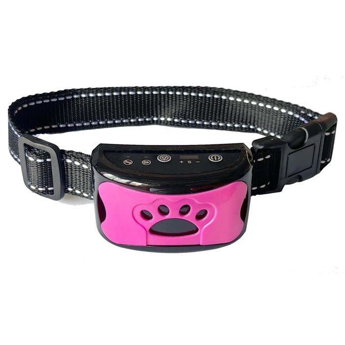 Comparer les prix de Collier anti-aboiements rechargeable pour chien - Double fonction : son lumière et vibration - 7 niveaux de sensibilité - Rose