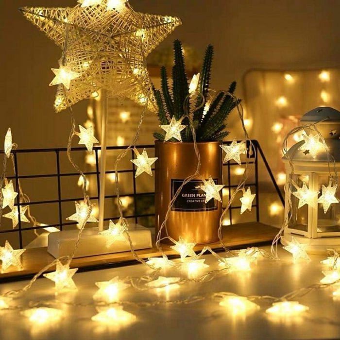 Guirlande lumineuse LED Star Etoilées Lumières LED Lumière Décorative USB pour intérieur et extérieur Jardin blanc