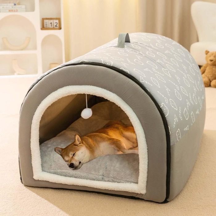 Comparer les prix de Niche pour Chien 2 en 1 avec Coussin Doux et Chaud Anti-AnxiétéM:40x35x35cmLit pour Animaux Non-Adhérent pour Chiens et ChatsGris