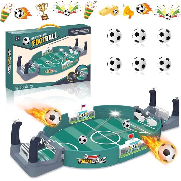 Mini Baby-Foot Familial - Jeu De Foot En Table à 2 Joueurs Avec 6 Balles | Cadeau Enfant Interactif