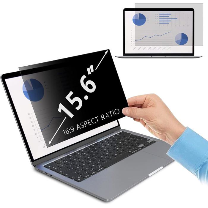 Filtre Confidentialité Magnétique 15,6 Pouces – Anti-regard, Anti-lumière Bleue, Anti-éclat | Pour Ordinateur Portable 16:9 (34,5 X 19,4 Cm)