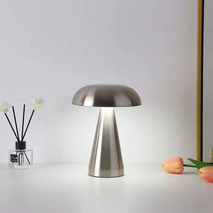 Lampe Veilleuse Champignon Intensité Variable Tactile Rechargeable - Argent