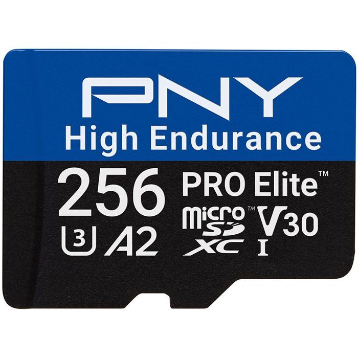 PNY Pro Elite™ High Endurance - Carte mémoire microSDXC - 256 Go - UHS-I C10 U3 V30 A2 - 100/90 Mo/s